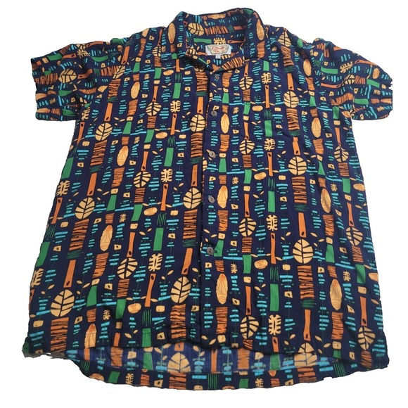 Atomik Tiki Other - Atomik Tiki Short Sleeve Button Up Rayon Shirt Men's Large